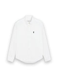 AMI PARIS WHITE BOXY COTTON SHIRT WITH AMI DE COEUR