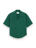 AMI PARIS GREEN BOXY VISCOSE TWILL SHORT-SLEEVE SHIRT