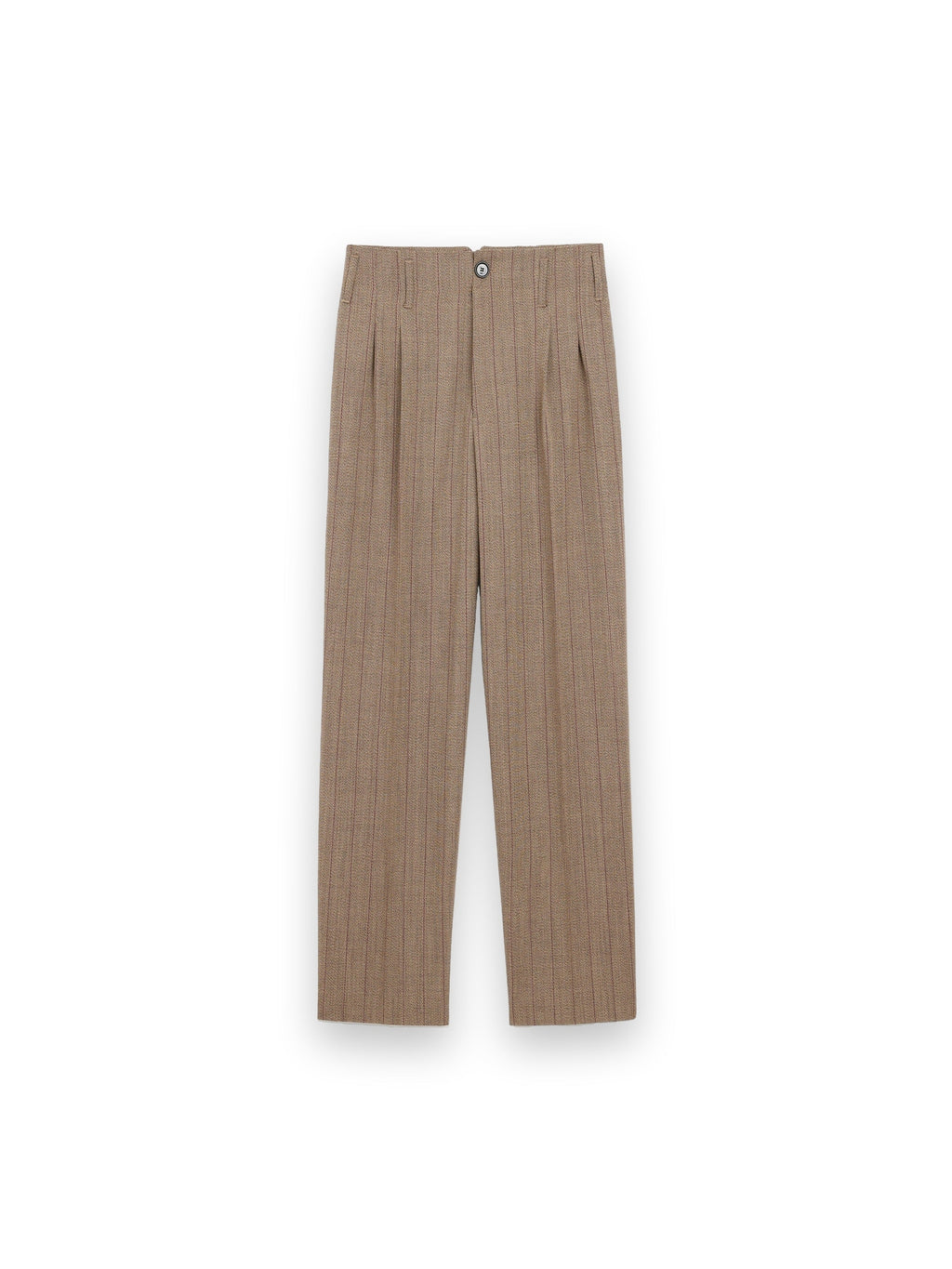 AMI PARIS BROWN STRIPED WOOL TWO-PLEATS TROUSERS