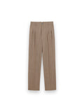AMI PARIS BROWN STRIPED WOOL TWO-PLEATS TROUSERS