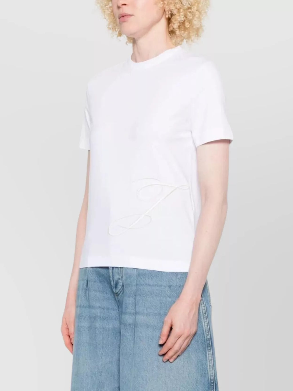 JACQUEMUS BIG J EMBROIDERED WHITE T-SHIRT