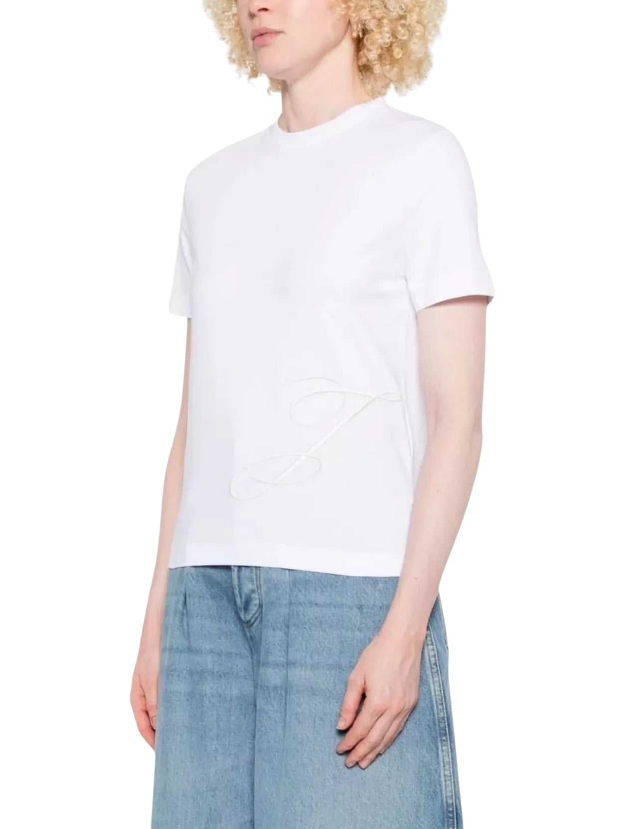 JACQUEMUS BIG J EMBROIDERED WHITE T-SHIRT