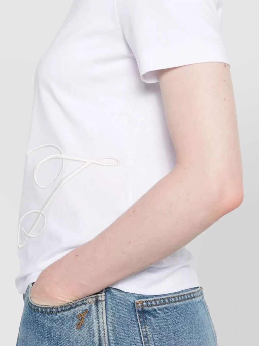 JACQUEMUS BIG J EMBROIDERED WHITE T-SHIRT