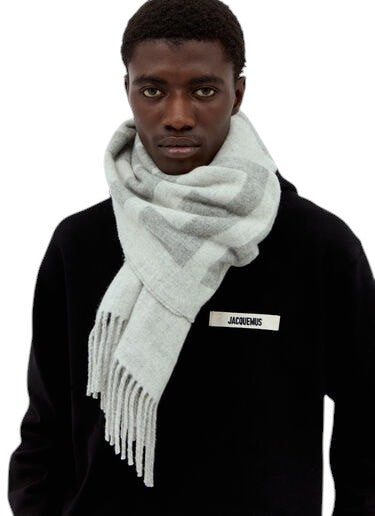 JACQUEMUS GREY 'THE JACQUEMUS' SCARF