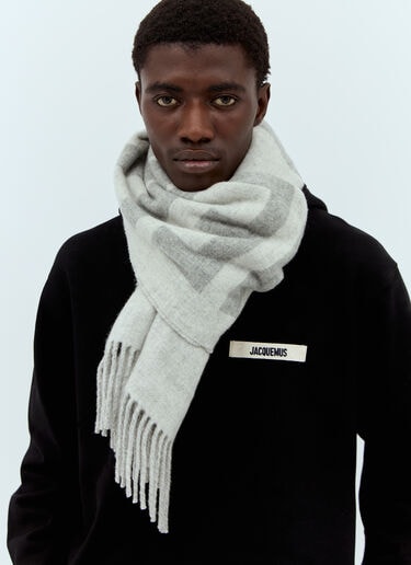 JACQUEMUS GREY 'THE JACQUEMUS' SCARF