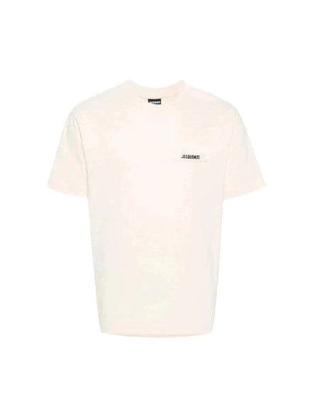 JACQUEMUS MINI LOGO EMBROIDERED WHITE TEE JACQUEMUS The Hype Company