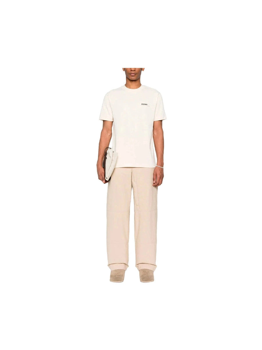 JACQUEMUS MINI LOGO EMBROIDERED WHITE TEE JACQUEMUS The Hype Company