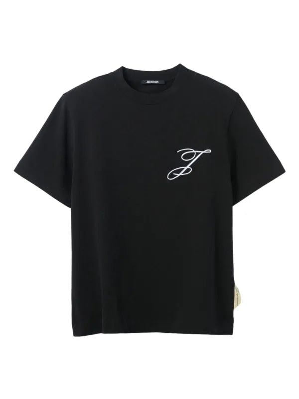 JACQUEMUS THE LOGO EMBROIDERED T-SHIRT BLACK