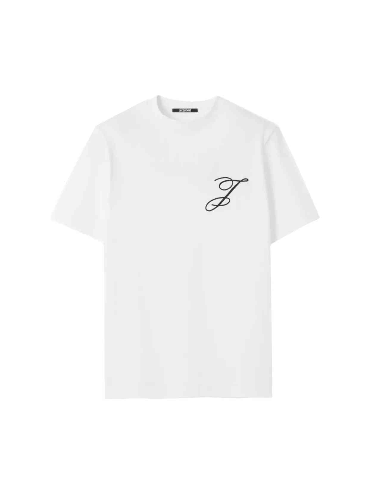 JACQUEMUS THE LOGO EMBROIDERED WHITE T-SHIRT