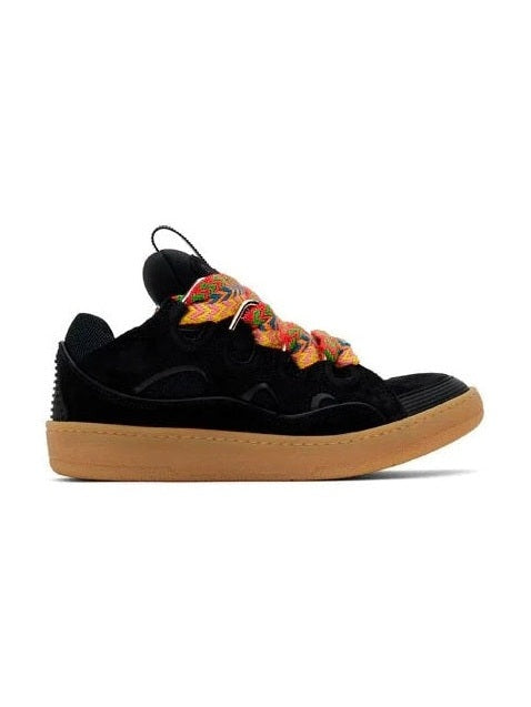 LANVIN CURB SNEAKERS BLACK ORANGE GLITTER
