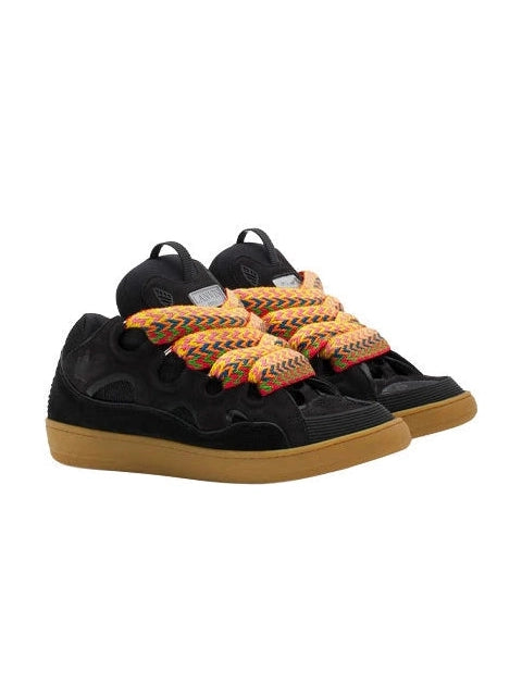 LANVIN LEATHER CURB SNEAKERS BLACK ORANGE LANVIN The Hype Company