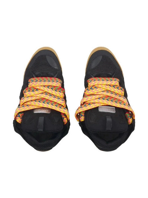 LANVIN LEATHER CURB SNEAKERS BLACK ORANGE LANVIN The Hype Company