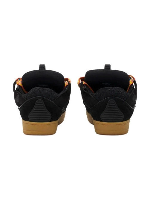 LANVIN LEATHER CURB SNEAKERS BLACK ORANGE LANVIN The Hype Company