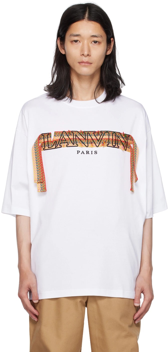 LANVIN WHITE CURB LACE T-SHIRT WHITE