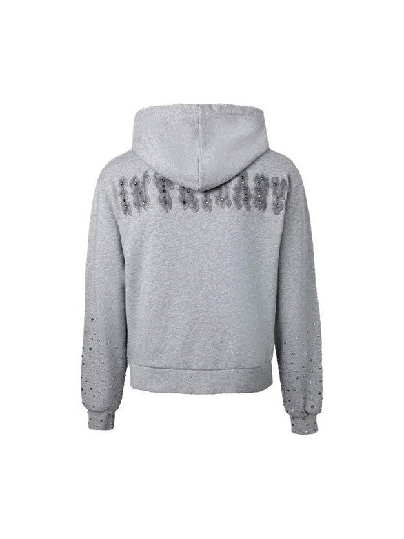 LOST INTRICACY ASH GREY GEMS PATCH ZIP UP LOST INTRICACY The Hype Company