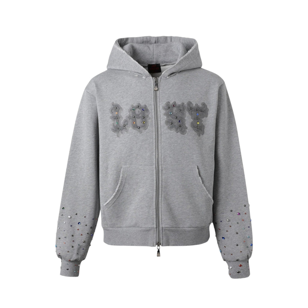 LOST INTRICACY GEMS PATCH ASH GREY ZIP UP