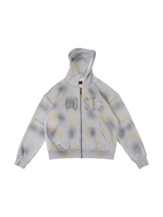 LOST INTRICACY GREY FADED RHINESTONES ZIP UP LOST SHDWS The Hype Company