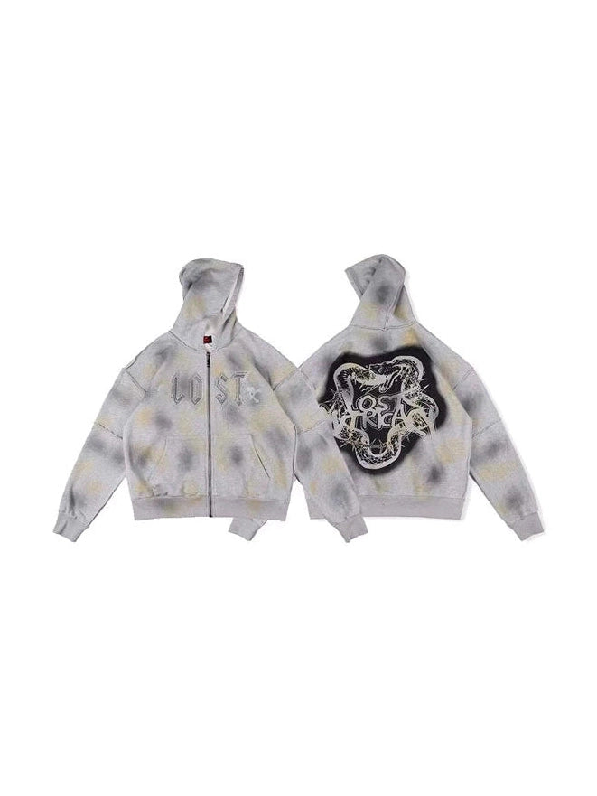 LOST INTRICACY GREY FADED RHINESTONES ZIP UP LOST SHDWS The Hype Company