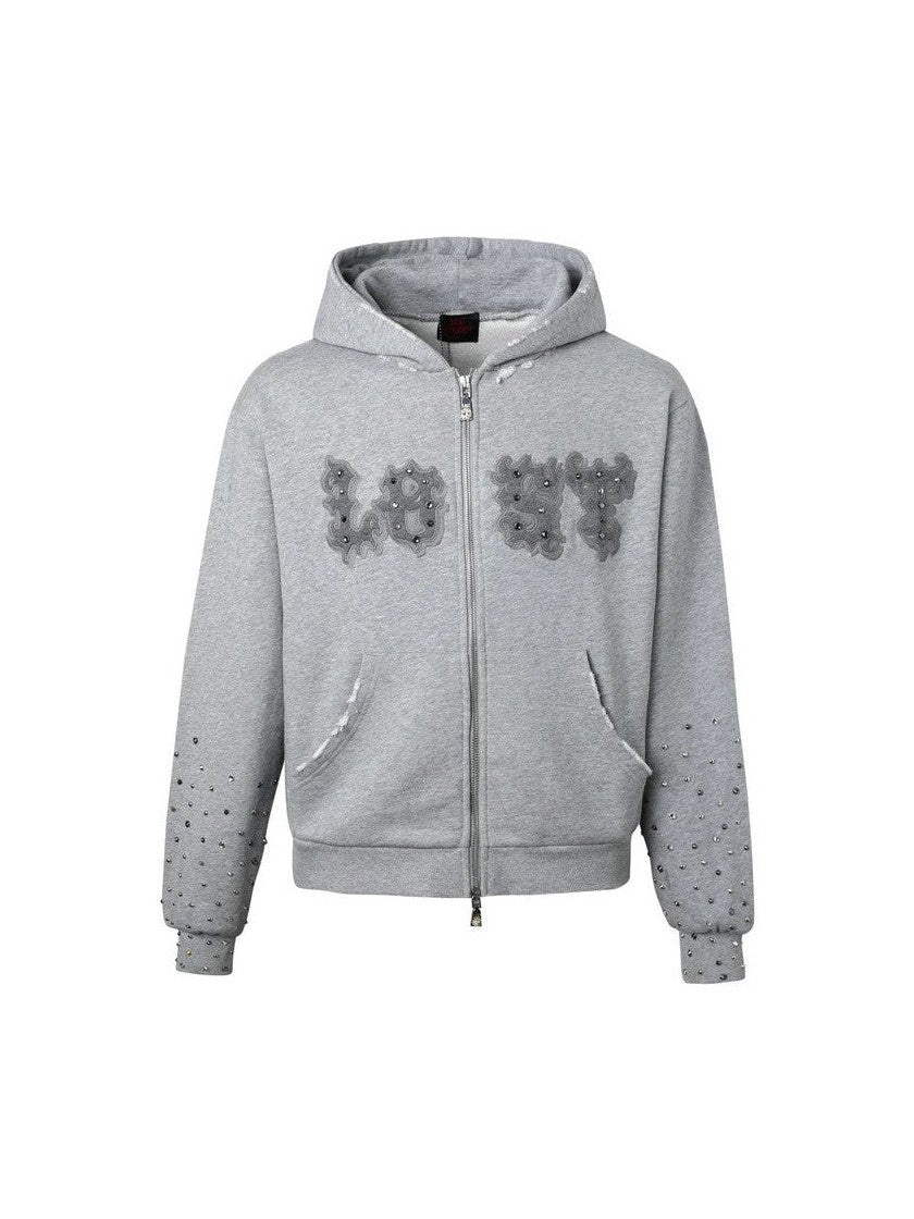 LOST INTRICACY PATCH ZIP UP GREY