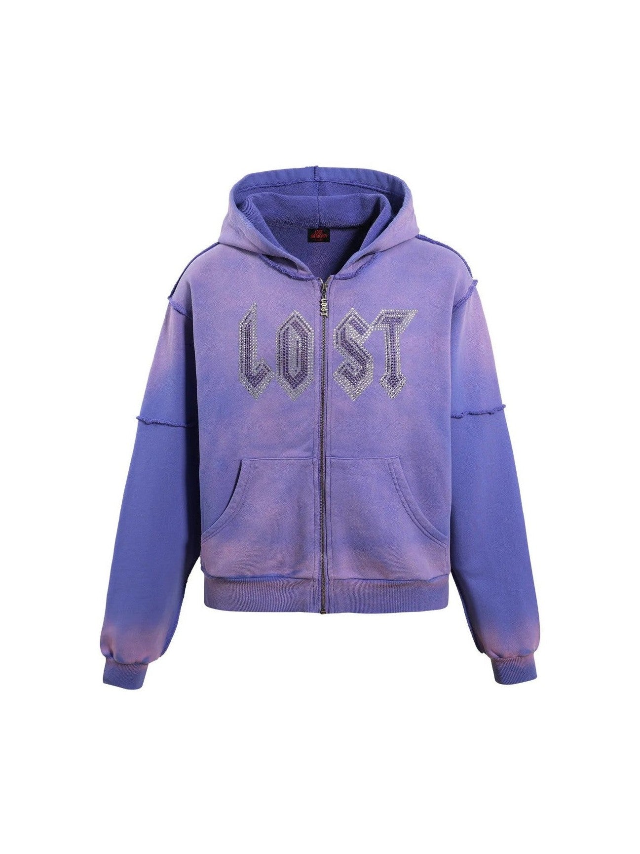 LOST INTRICACY PURPLE RHINESTONE ZIP UP