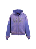 LOST INTRICACY PURPLE RHINESTONE ZIP UP