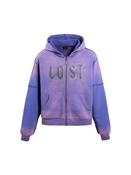 LOST INTRICACY RHINESTONES LOGO ZIP UP LAVENDER LOST SHDWS The Hype Company