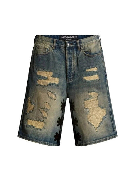 LOST SHDWS DISTRESSED DENIM SHORT BLUE BLACK LOST SHDWS The Hype Company