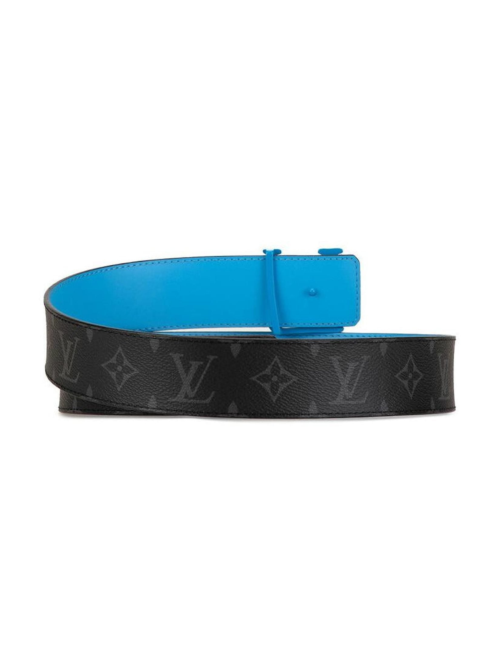 LOUIS VUITTON BLUE INITIALS LV ECPLISE BELT BLACK