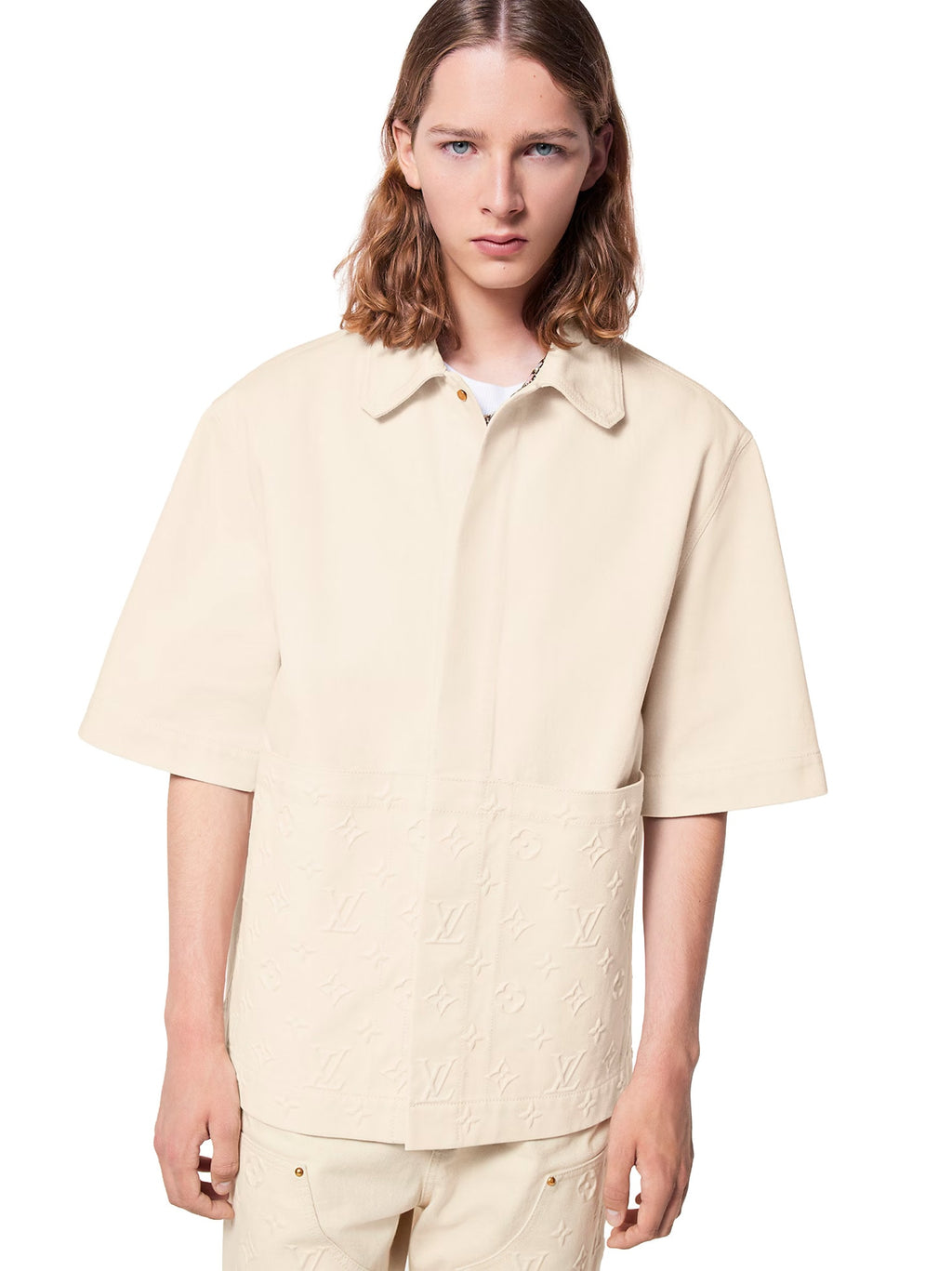 LOUIS VUITTON CREAM MONOGRAM WORK SHIRT