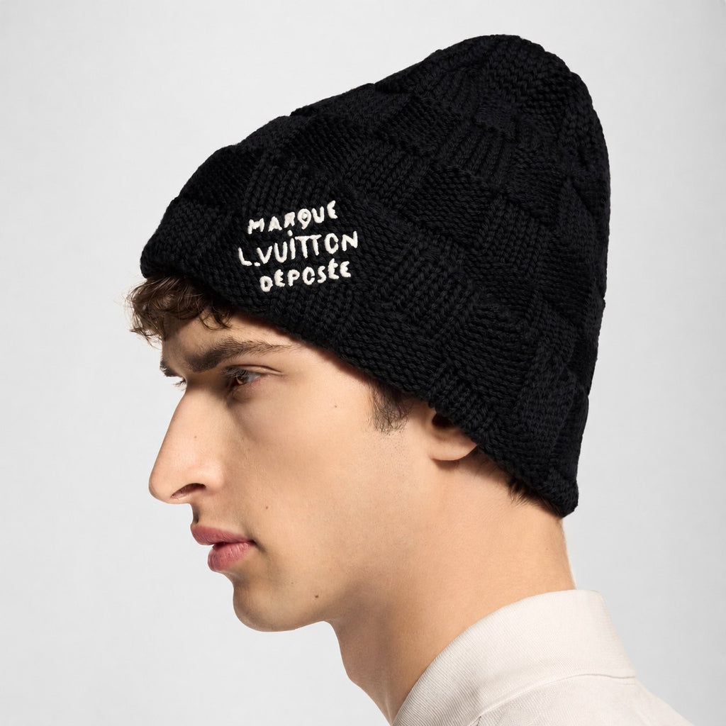 LOUIS VUITTON DAMIER BEANIE BLACK MARQUE
