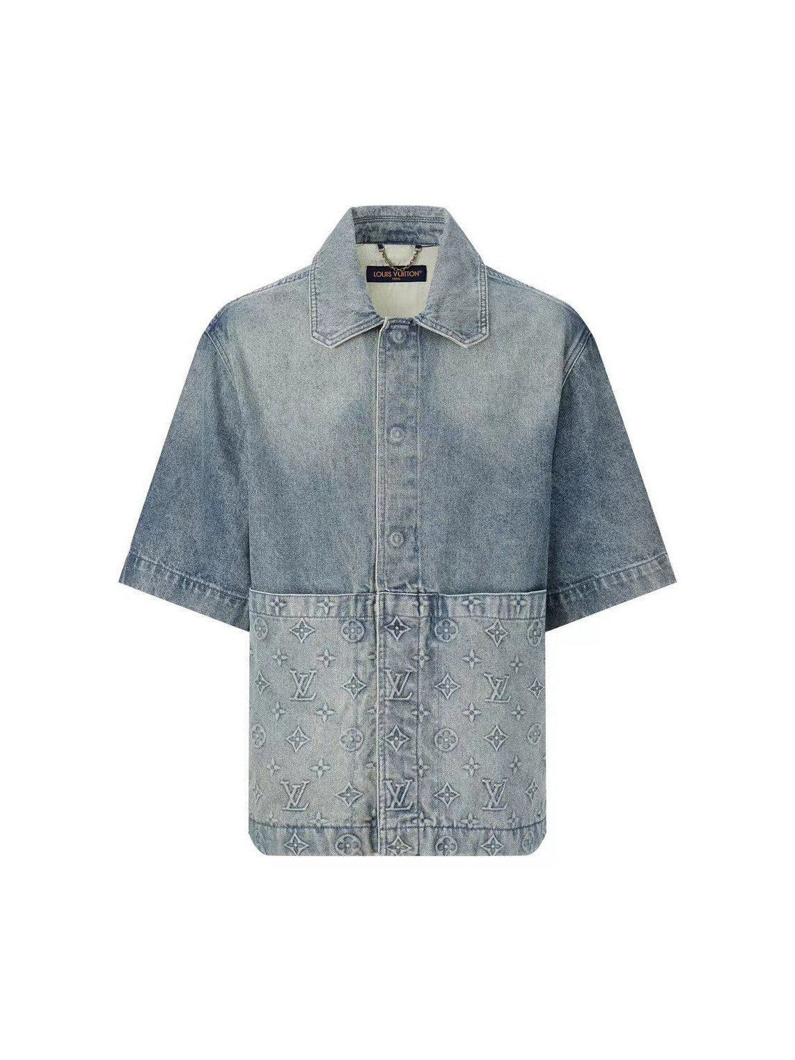 LOUIS VUITTON EMBOSSED MONOGRAM DENIM SHIRT