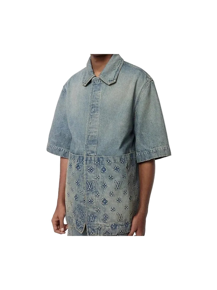 LOUIS VUITTON EMBOSSED MONOGRAM DENIM SHIRT