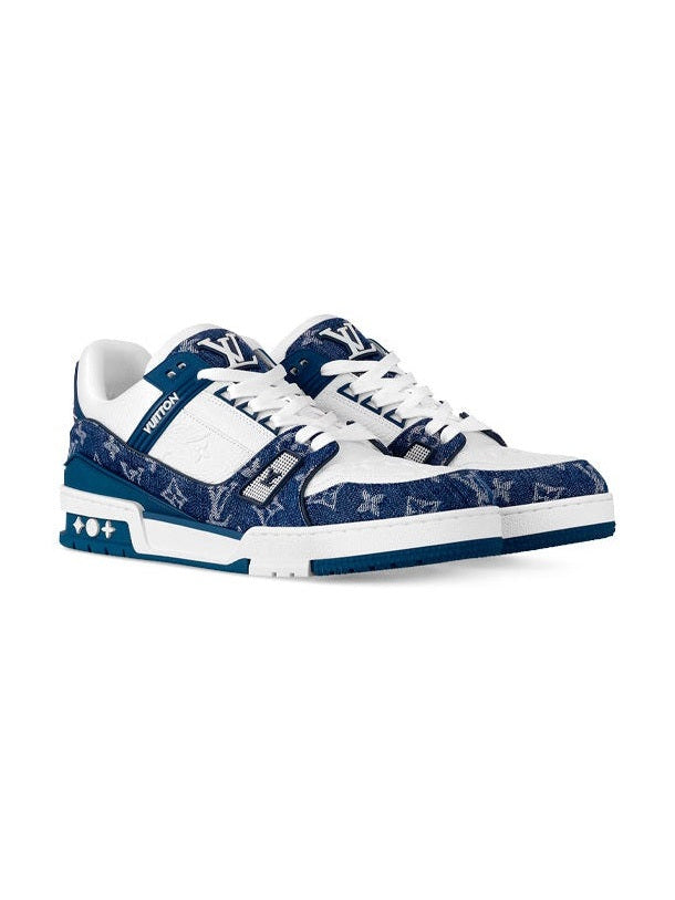 LOUIS VUITTON LV TRAINER MONOGRAM DENIM WHITE BLUE LOUIS VUITTON The Hype Company