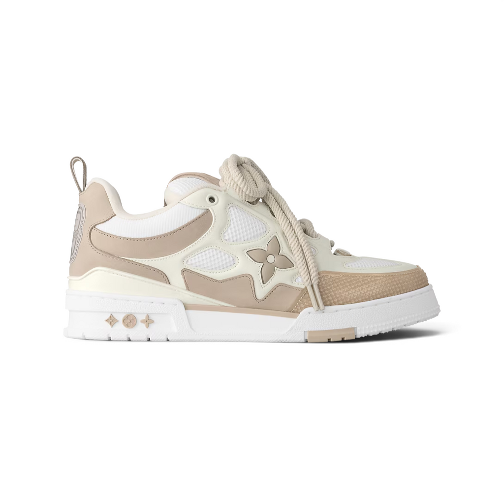 Zapatillas de skate The Hype Company Louis Vuitton en beige y blanco con detalles de flores Monogram