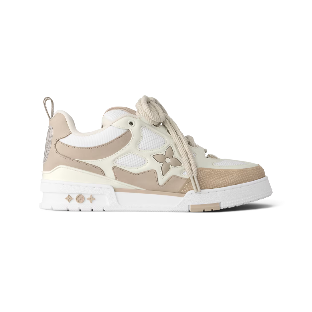 Zapatillas de skate The Hype Company Louis Vuitton en beige y blanco con detalles de flores Monogram