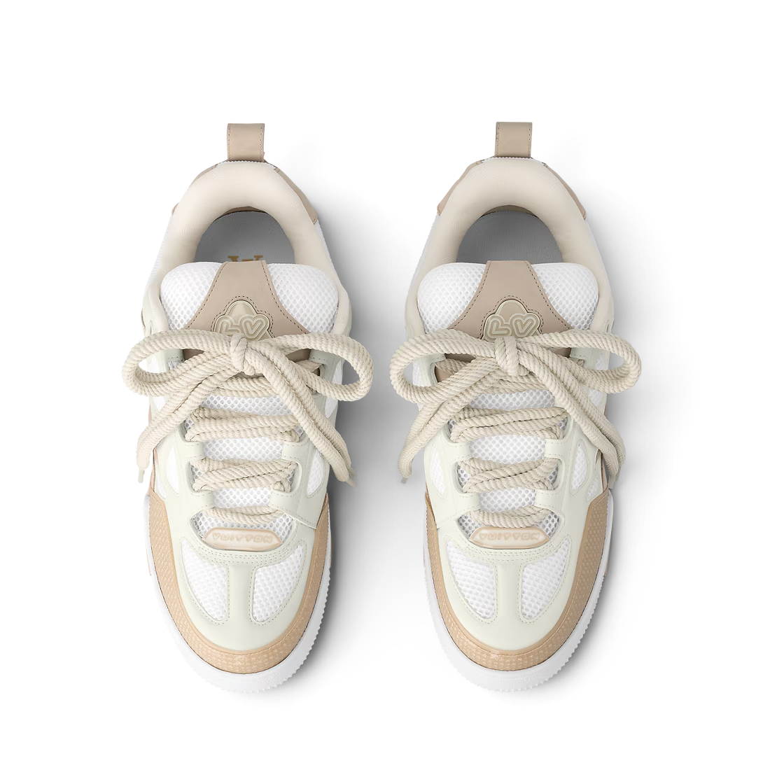 Zapatillas de skate The Hype Company Louis Vuitton en beige y blanco con cordones gruesos y diseño técnico