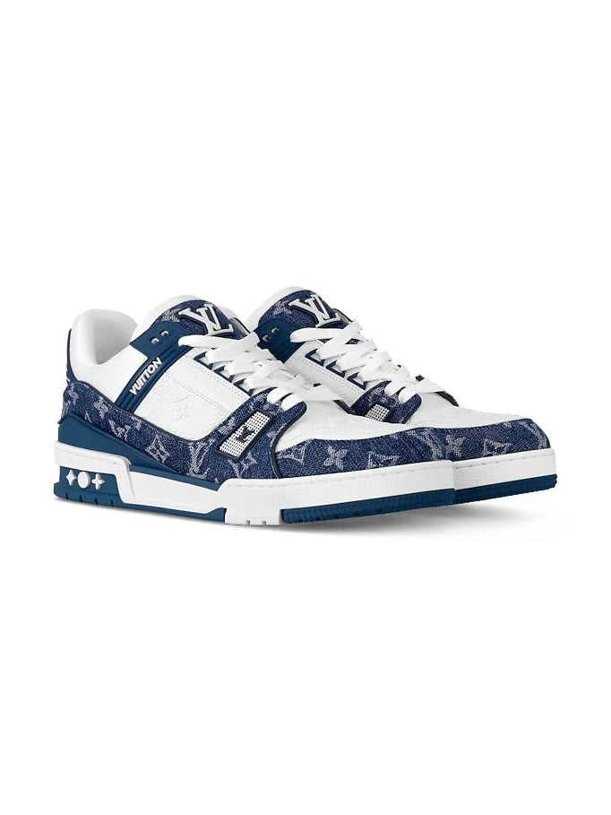 LOUIS VUITTON TRAINER DENIM BLUE WHITE MONOGRAM