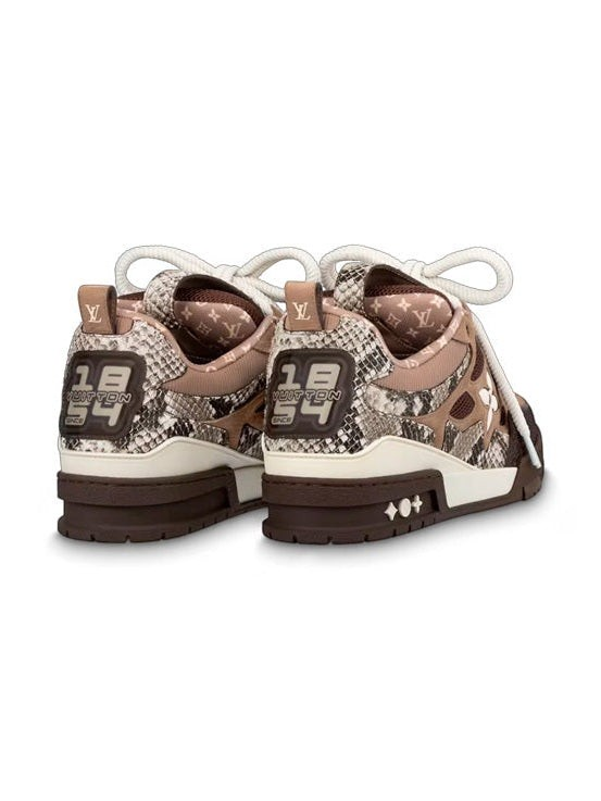 Zapatillas The Hype Company LV Skate con estampado de piel de serpiente, detalles en marrón y logo 1854 en el talón