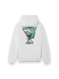 CASABLANCA WHITE CASA KASPIA NEW YORK CLUB ICON PRINTED HOODED SWEATSHIRT