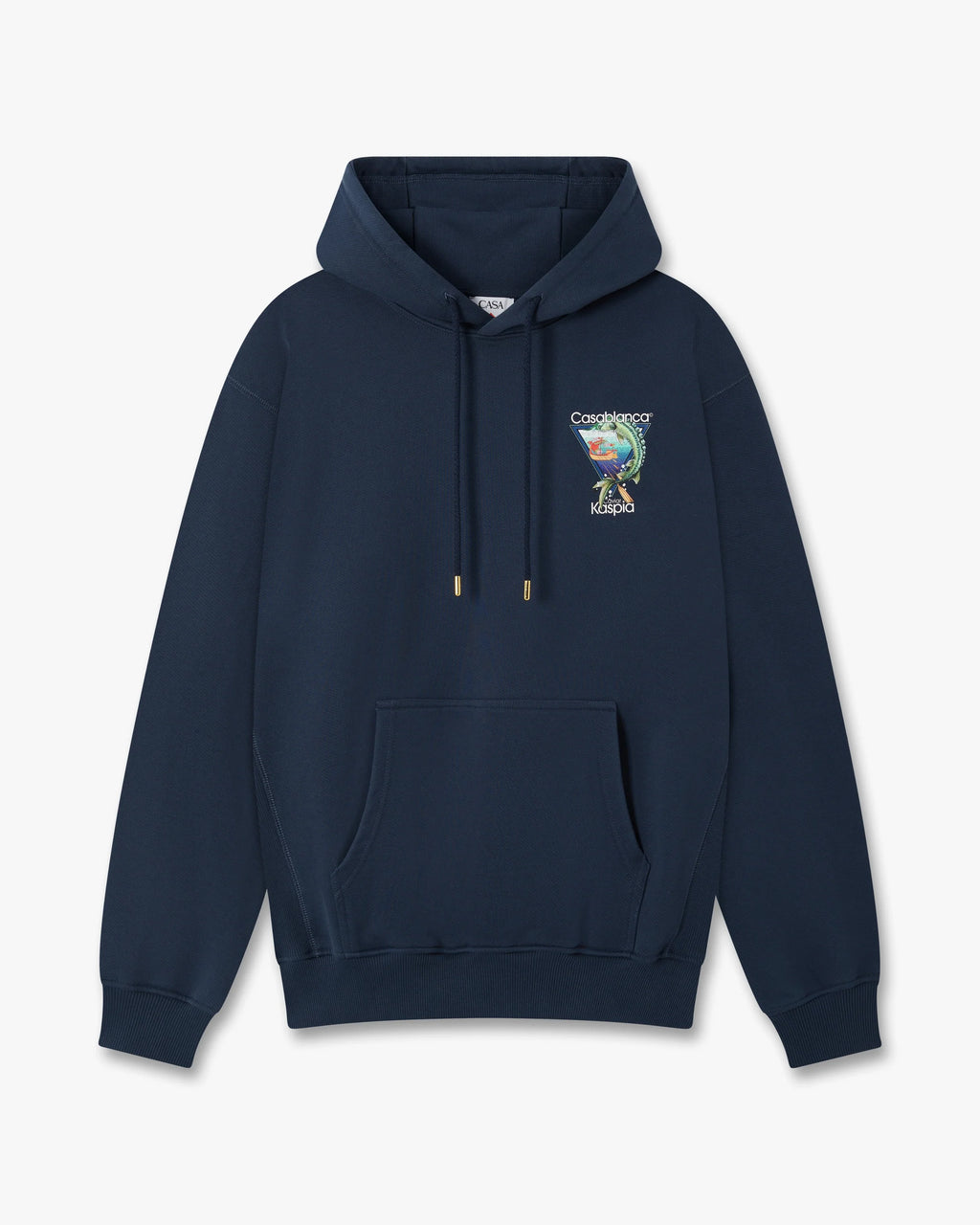 CASABLANCA NAVY CASA KASPIA NEW YORK CLUB ICON PRINTED HOODED SWEATSHIRT — vista 6