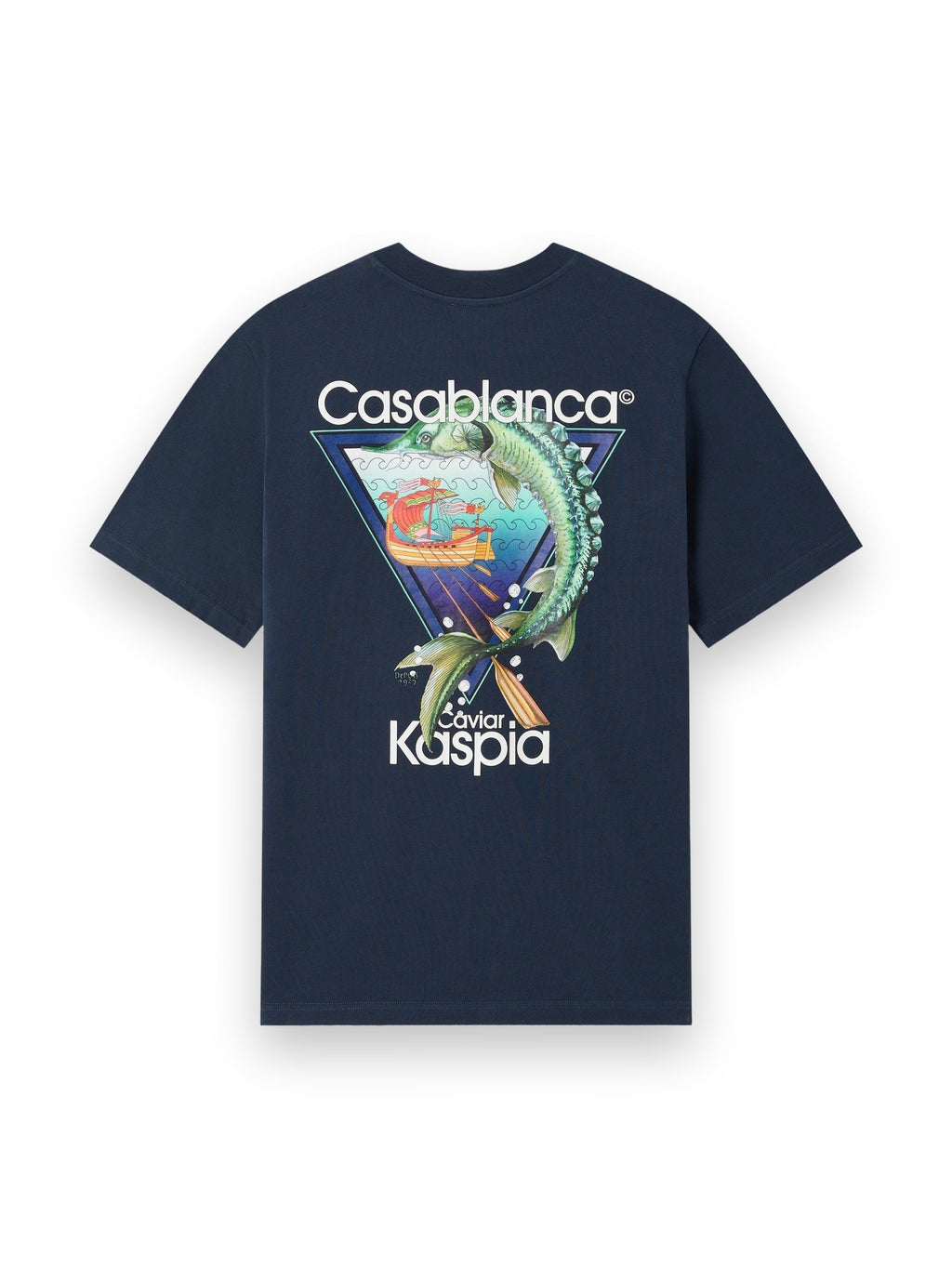 CASABLANCA NAVY CASA KASPIA NEW YORK CLUB ICON SHORT SLEEVE T-SHIRT