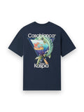 CASABLANCA NAVY CASA KASPIA NEW YORK CLUB ICON SHORT SLEEVE T-SHIRT