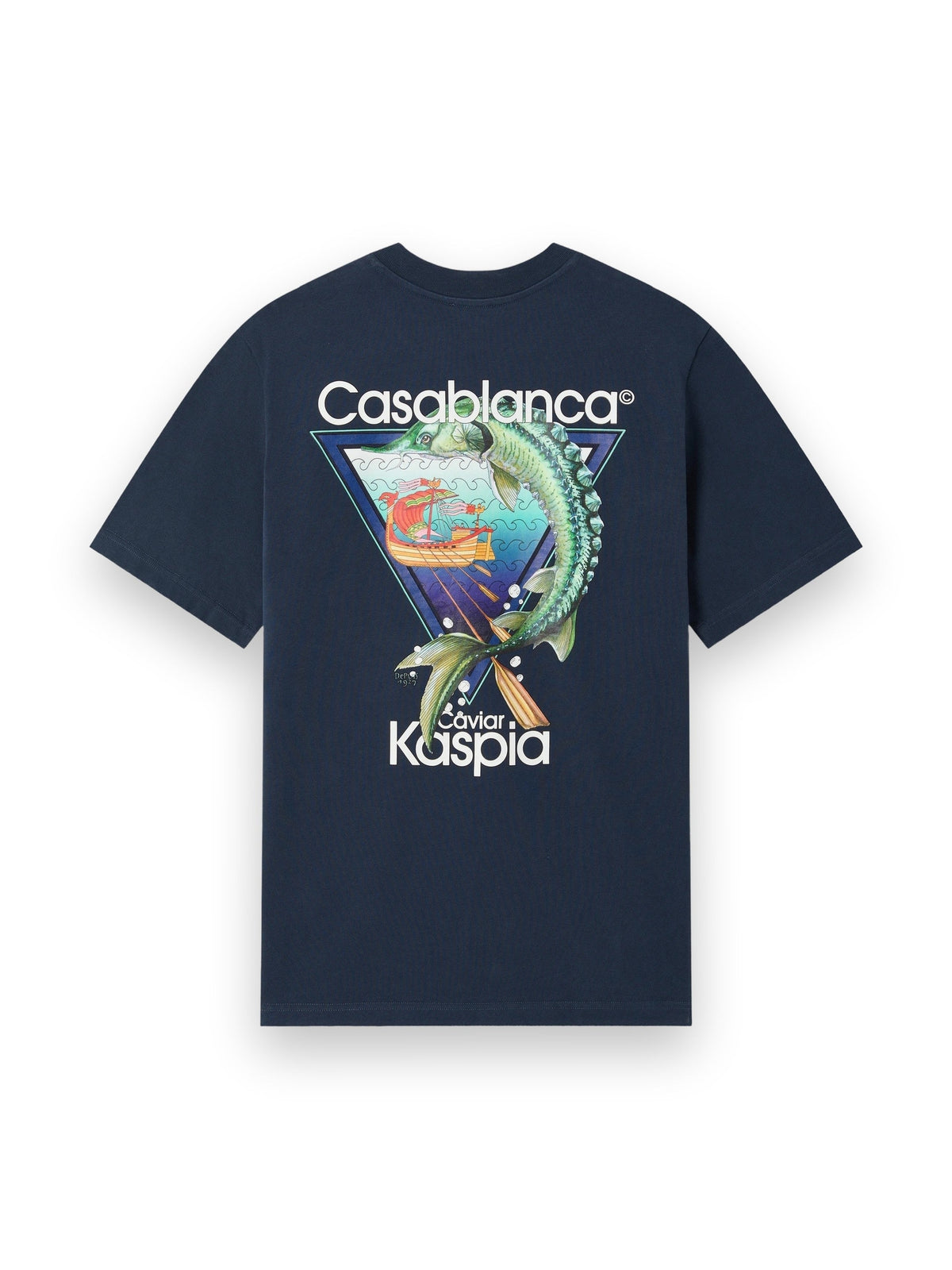 CASABLANCA NAVY CASA KASPIA NEW YORK CLUB ICON SHORT SLEEVE T-SHIRT