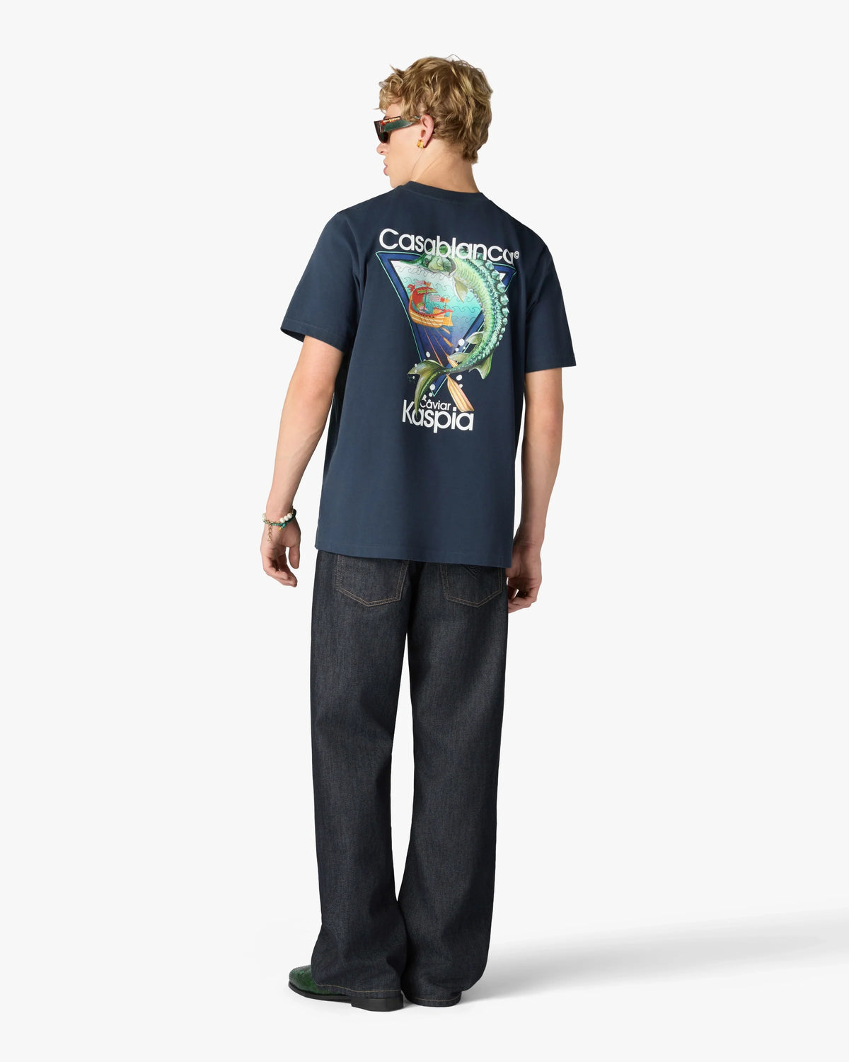 CASABLANCA NAVY CASA KASPIA NEW YORK CLUB ICON SHORT SLEEVE T-SHIRT — vista 3