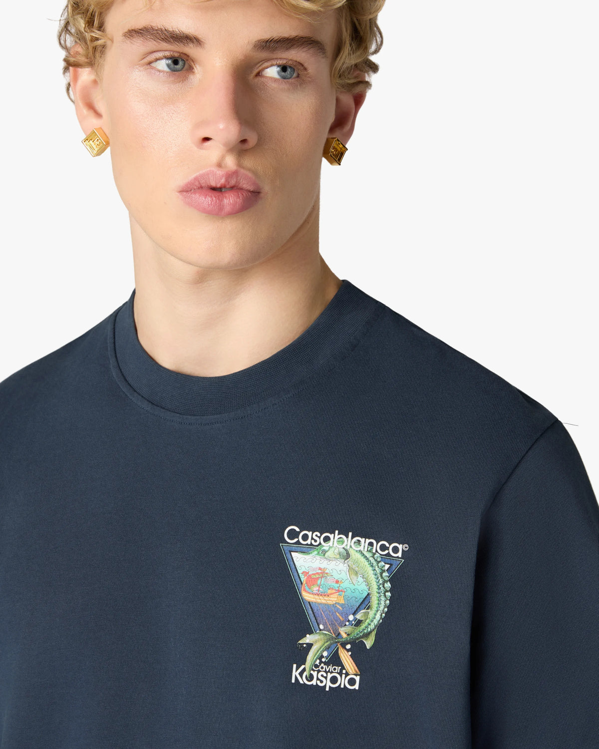 CASABLANCA NAVY CASA KASPIA NEW YORK CLUB ICON SHORT SLEEVE T-SHIRT — vista 5