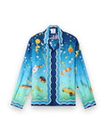 CASABLANCA BLUE GRADIENT CASA KASPIA NEW YORK LONG SLEEVE SILK SHIRT