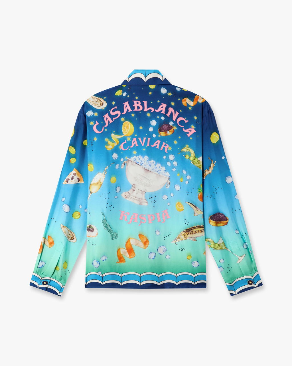 CASABLANCA BLUE GRADIENT CASA KASPIA NEW YORK LONG SLEEVE SILK SHIRT — vista 6