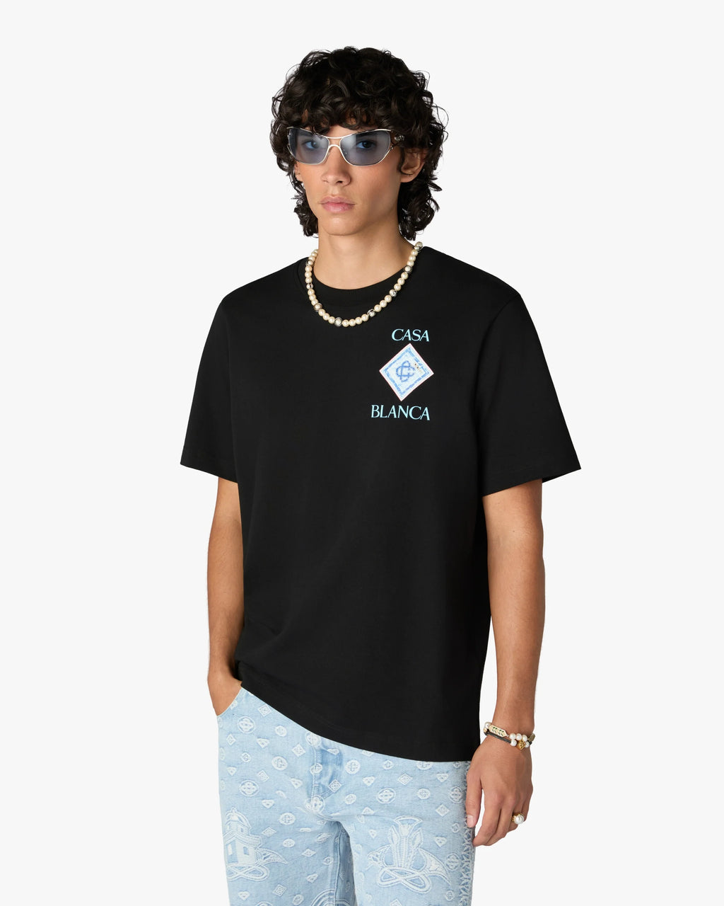 CASABLANCA BLACK POOL SHORT SLEEVE T-SHIRT — vista 4