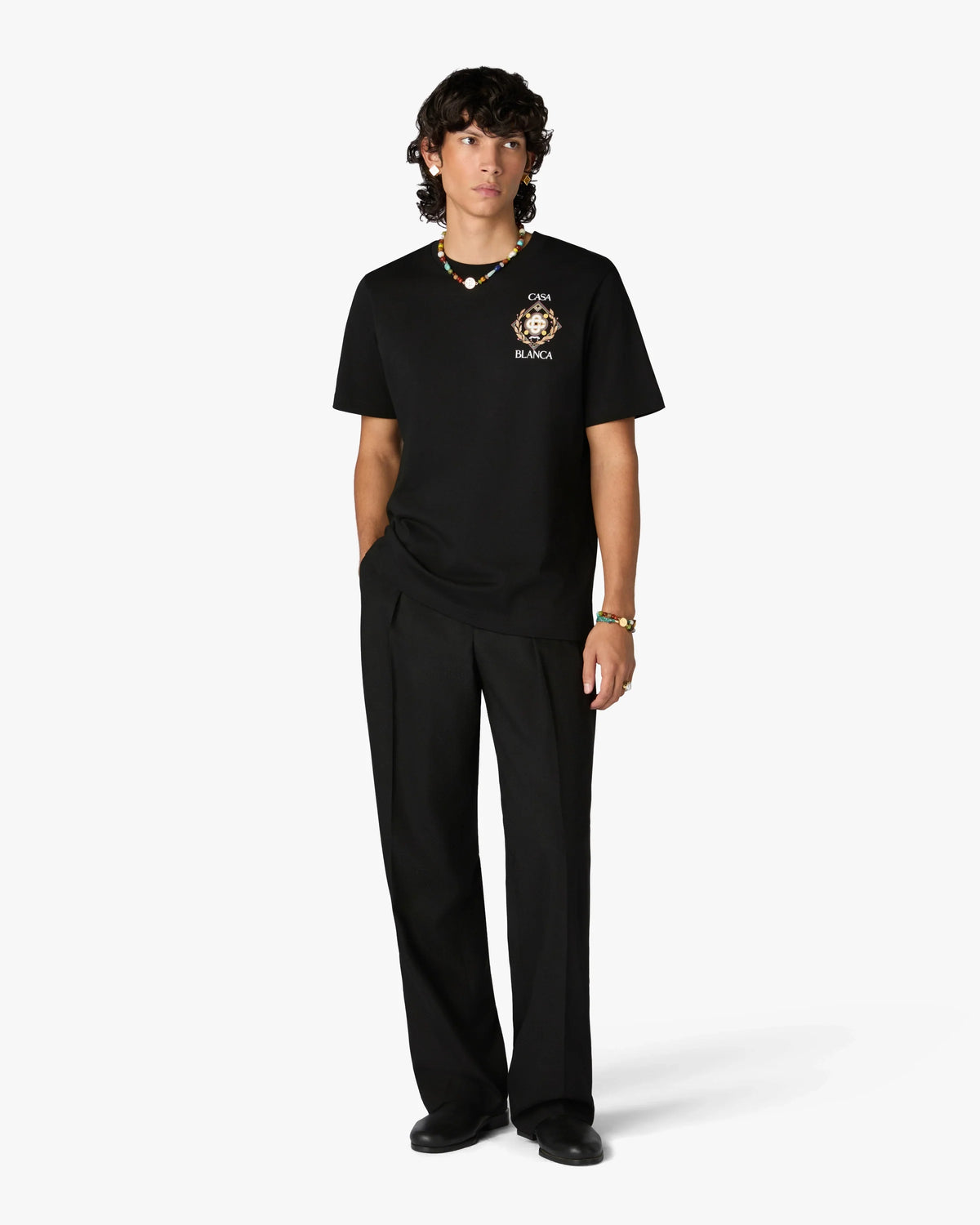 CASABLANCA BLACK CHAMPIONSHIP SHORT SLEEVE T-SHIRT — vista 2