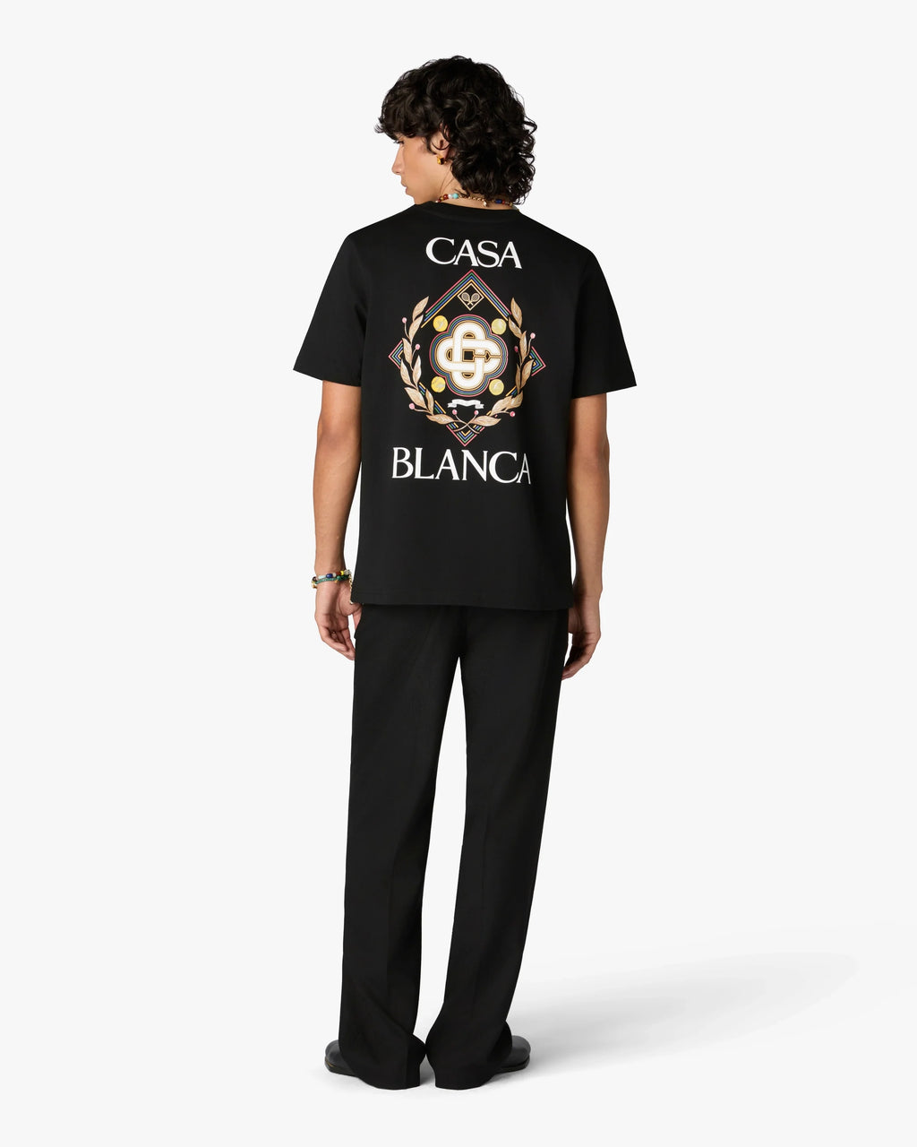 CASABLANCA BLACK CHAMPIONSHIP SHORT SLEEVE T-SHIRT — vista 3